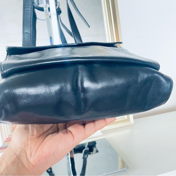 DANIER BLACK LEATHER CROSSBODY BAG SHOULDER WOMEN VINTAGE BAG - Picture 6 of 12